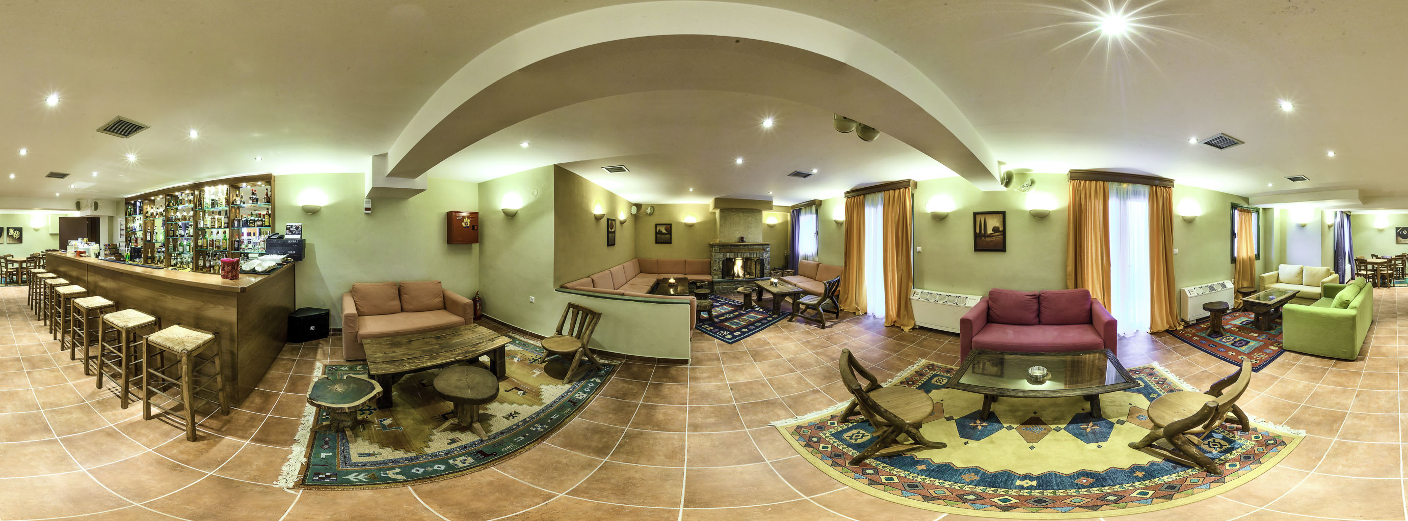 360-degree panorama of bar interior